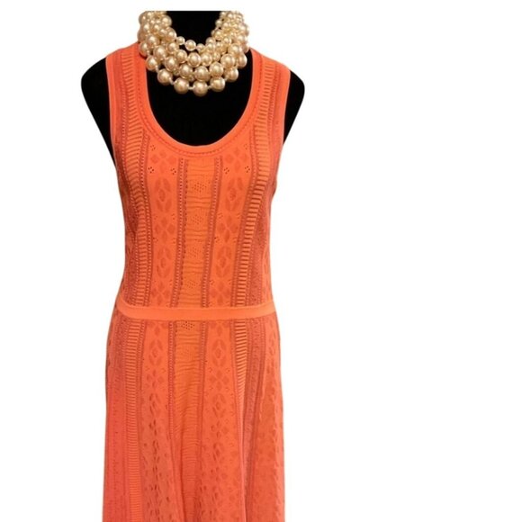 Etcetera Dresses & Skirts - Etcetera XS Orange Knit Sleeveless Dress With Fit & Flare Design
